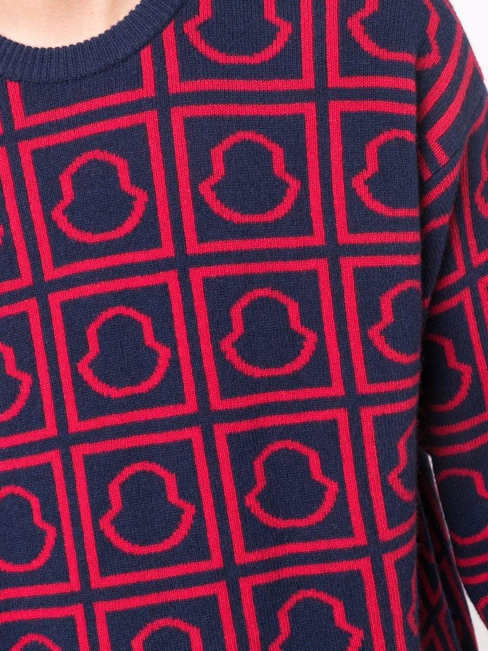 MONCLER All Over Logo Monogram Sweatshirt Red - MAISONDEFASHION.COM