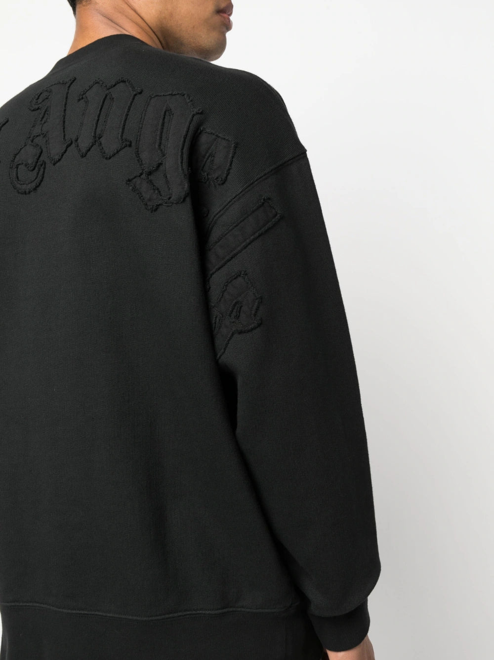 PALM ANGELS Patched Logo Vintage Sweatshirt Black/Black - MAISONDEFASHION.COM