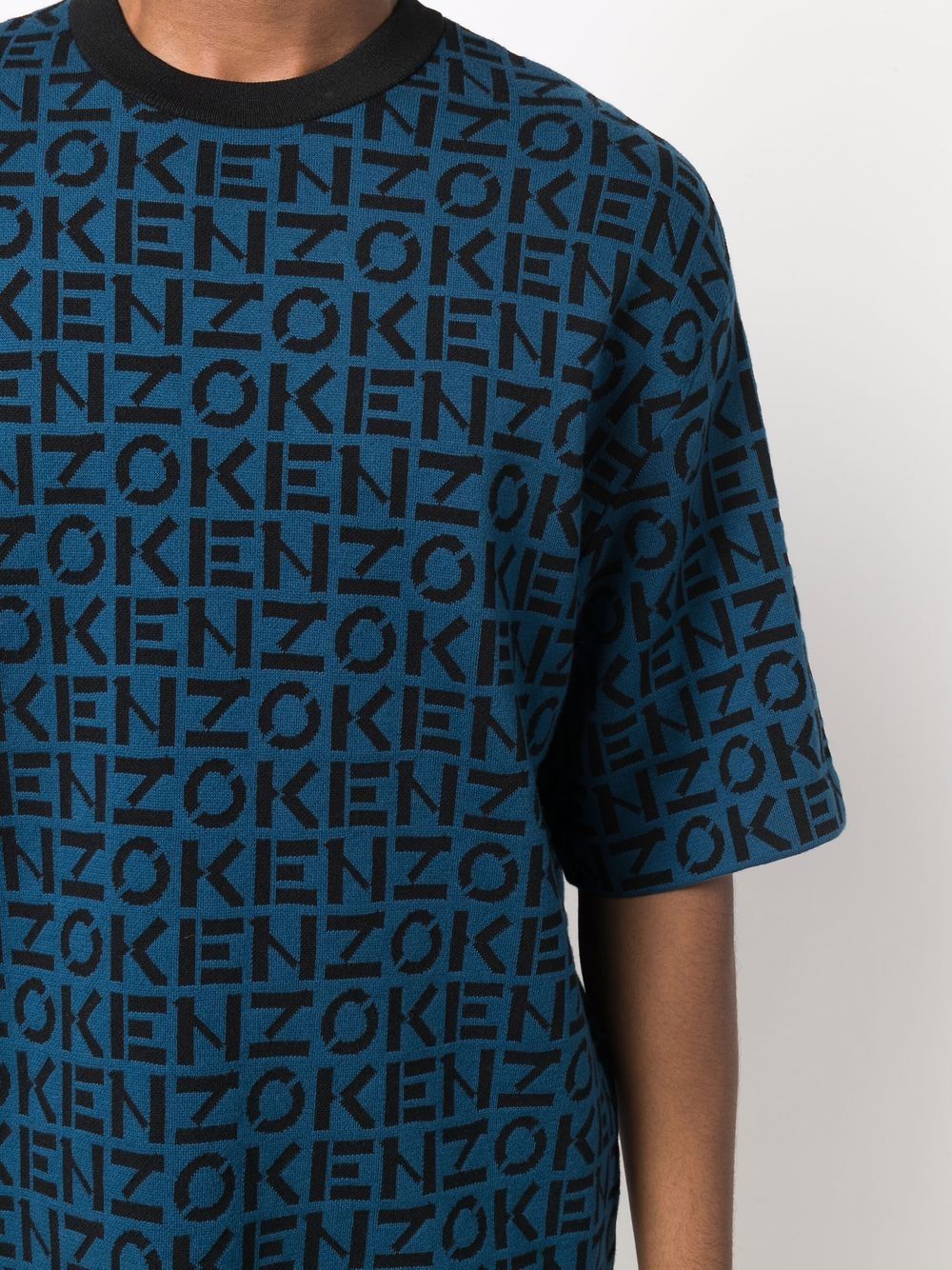 KENZO Logo Monogram T-Shirt Blue - MAISONDEFASHION.COM