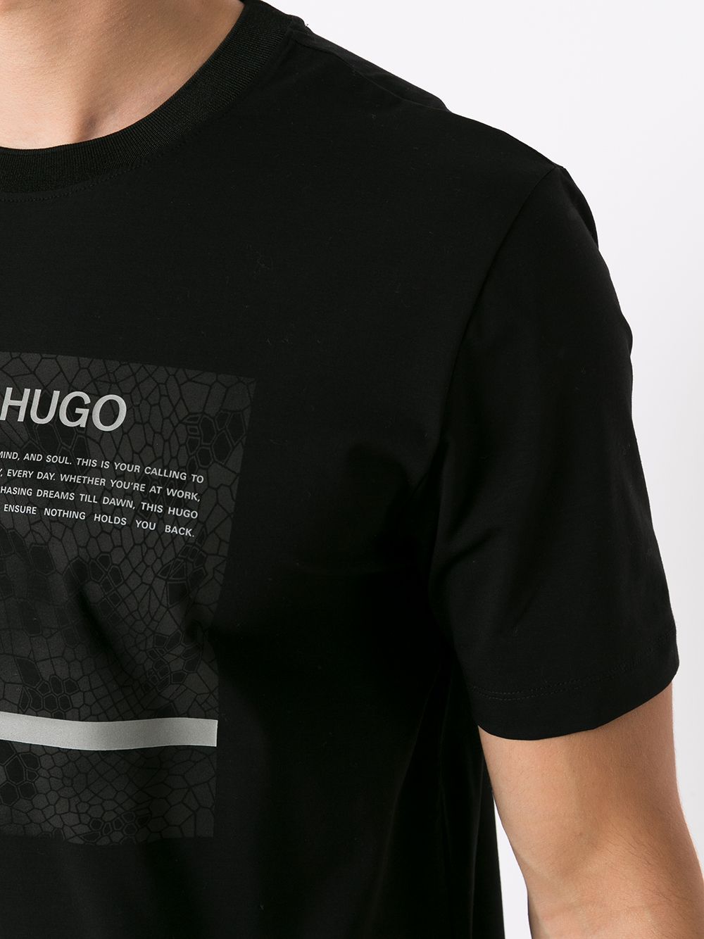 HUGO  Slogan print T-shirt Black - MAISONDEFASHION.COM