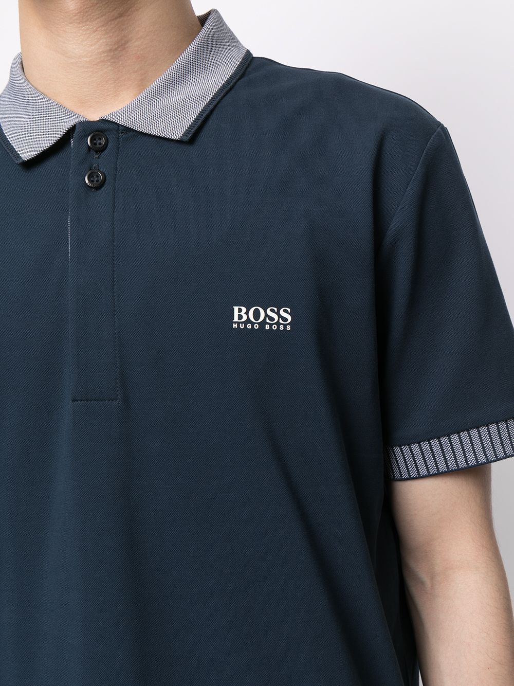 BOSS Logo-print polo shirt Navy - MAISONDEFASHION.COM