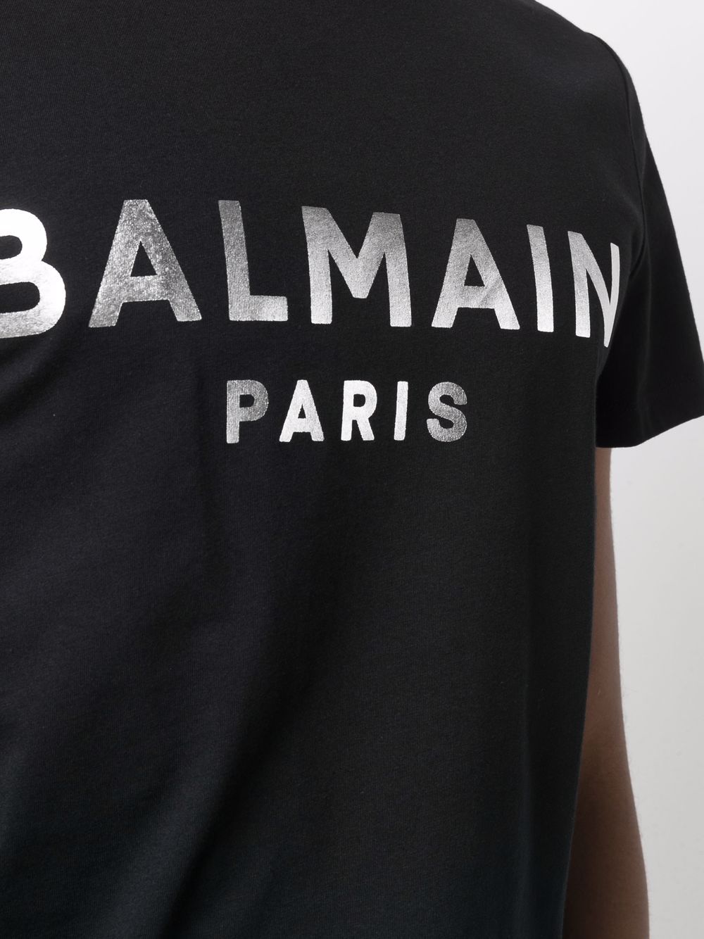 BALMAIN Foil Logo T-Shirt Black/Silver - MAISONDEFASHION.COM