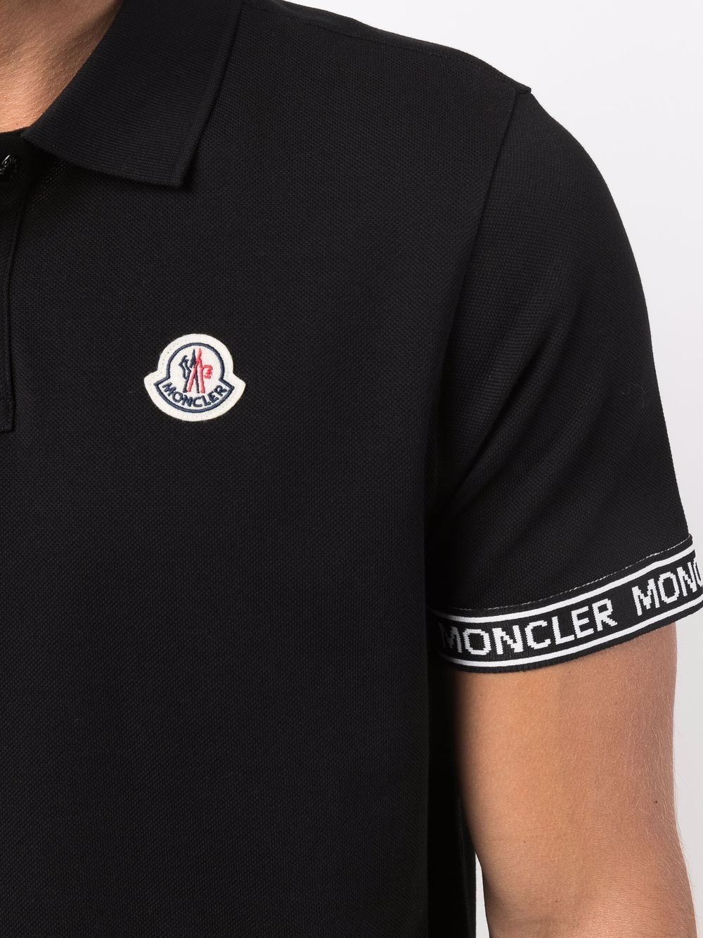 MONCLER Logo Patch Polo Shirt Black – MAISONDEFASHION.COM