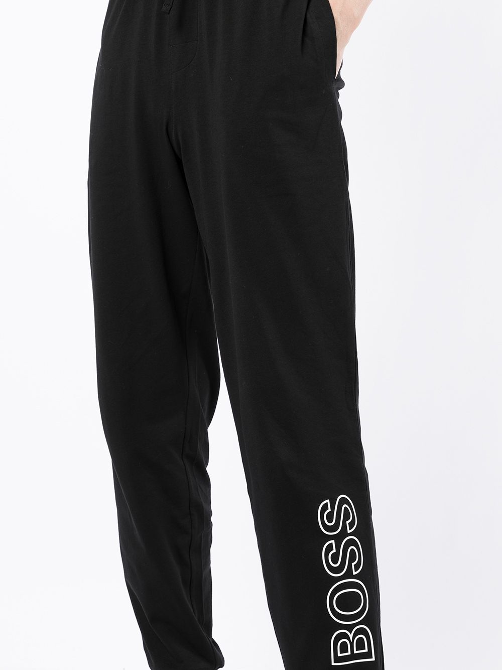 BOSS Logo-print cotton track trousers Black - MAISONDEFASHION.COM