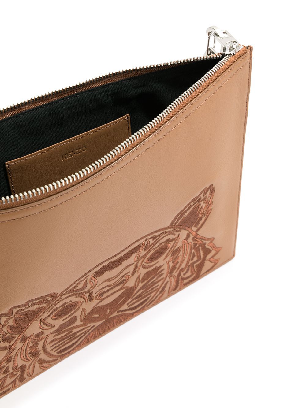 Kenzo Tiger Embroidered Zipped Strap Clutch Brown - Maison De Fashion 