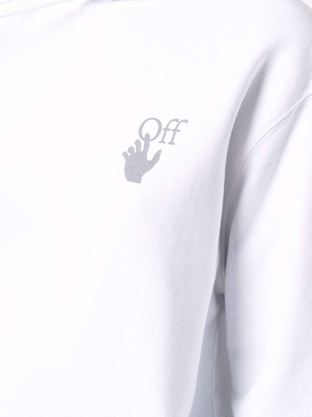OFF-WHITE WOMEN Chine Arrow logo cotton hoodie White - MAISONDEFASHION.COM