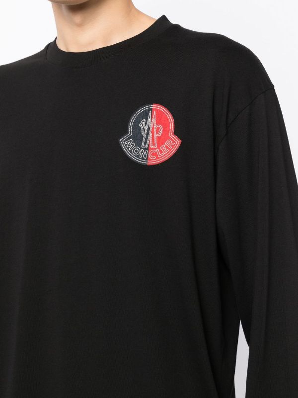 MONCLER GENIUS 1952 X 2 Long Sleeve Logo Patch T-Shirt Black - MAISONDEFASHION.COM