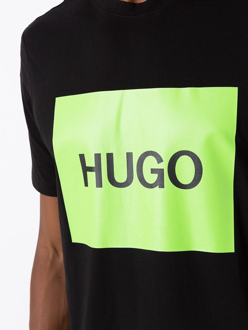 HUGO Logo Print T-Shirt Black - MAISONDEFASHION.COM