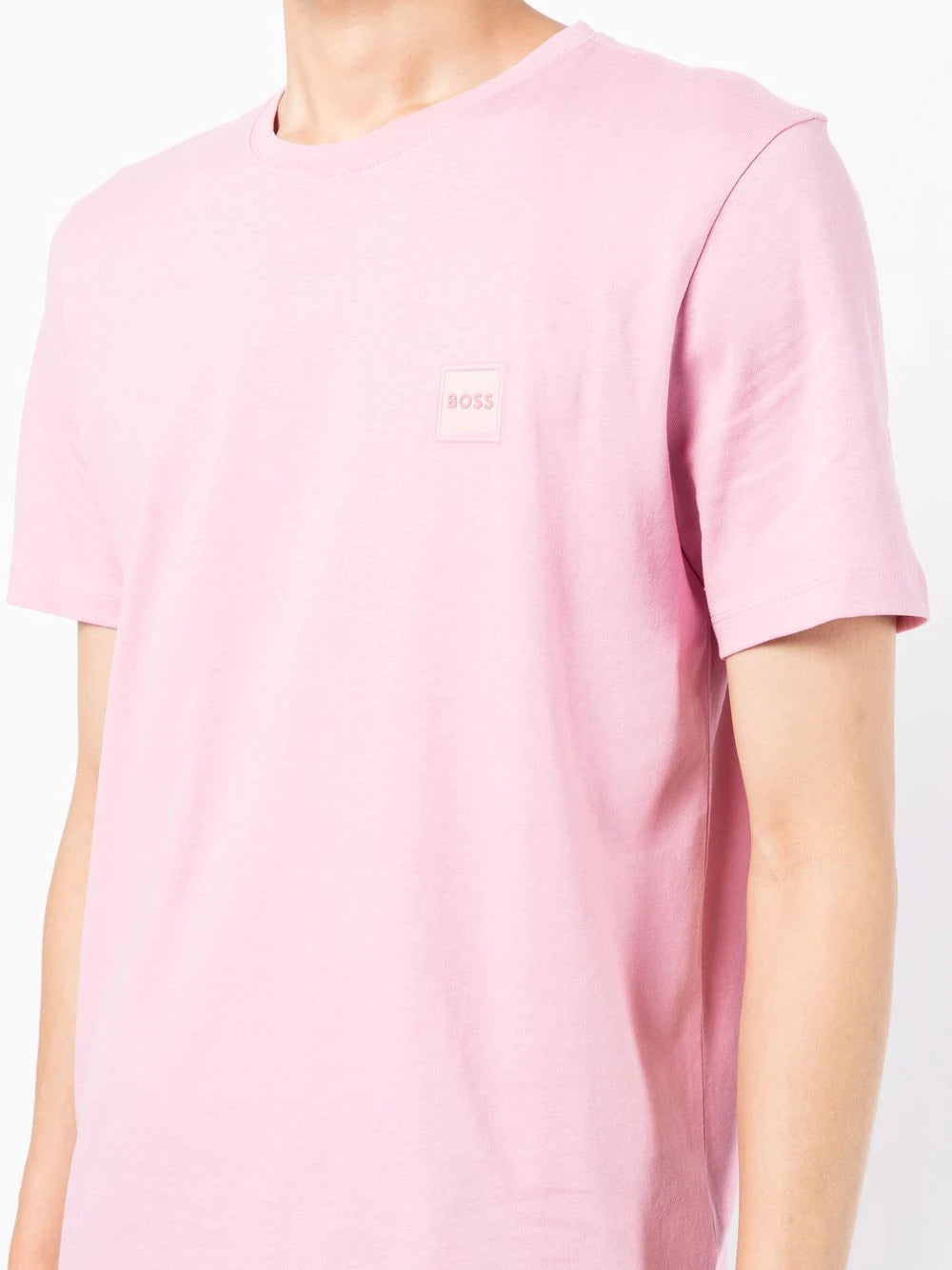 BOSS Chest Logo-patch Detail T-shirt Light/Pastel Pink - MAISONDEFASHION.COM