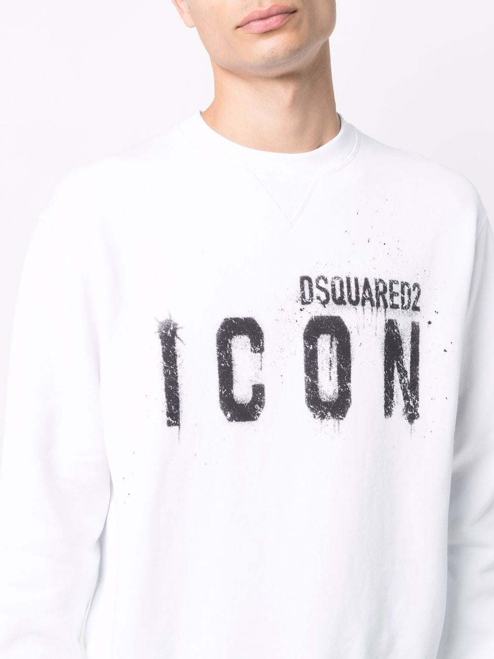 DSQUARED2 Icon Spray Sweatshirt White - MAISONDEFASHION.COM