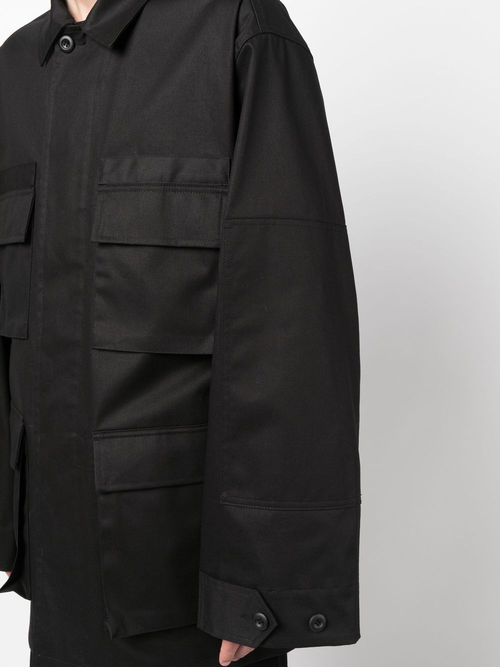 BALENCIAGA Multi Pocket Cargo Shirt Jacket Black - MAISONDEFASHION.COM