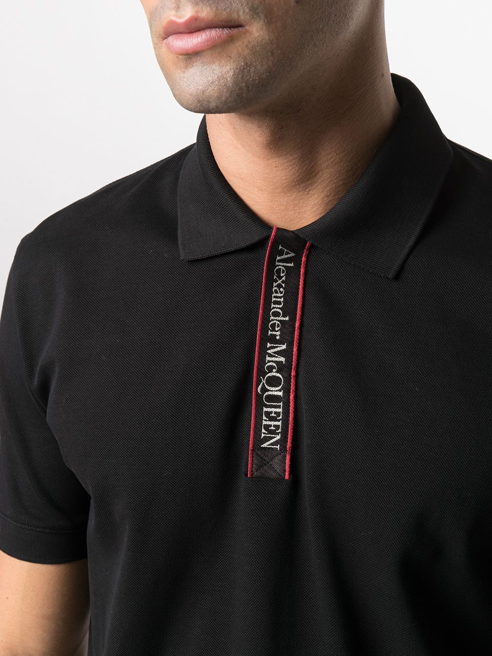 ALEXANDER MCQUEEN Logo Tape Polo Shirt Black - MAISONDEFASHION.COM