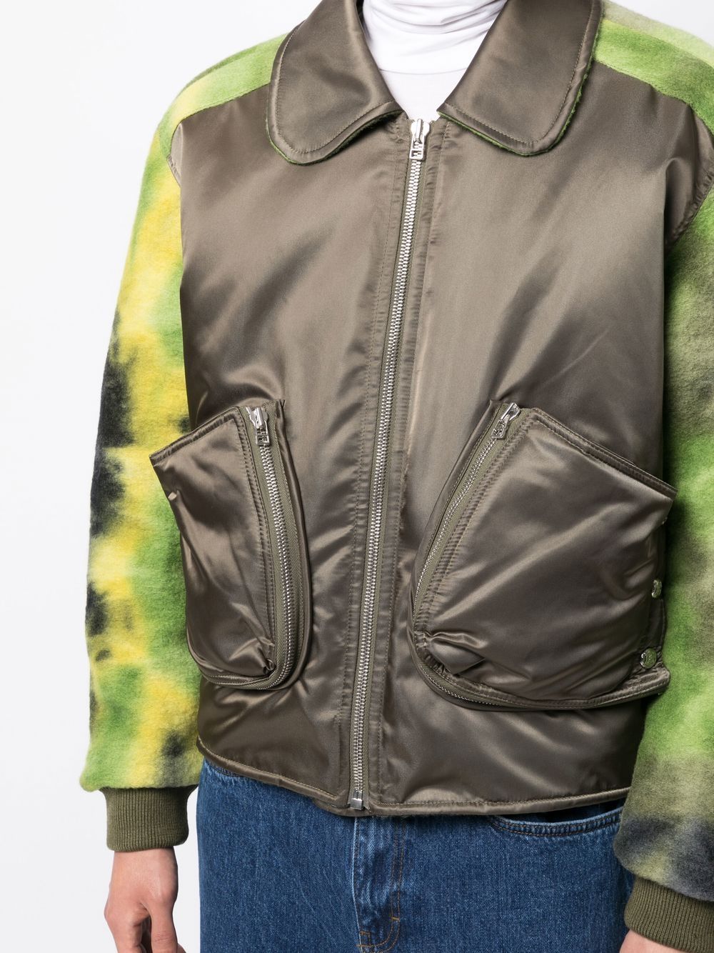 BLUEMARBLE Double Pocket Bomber Jacket Green - MAISONDEFASHION.COM