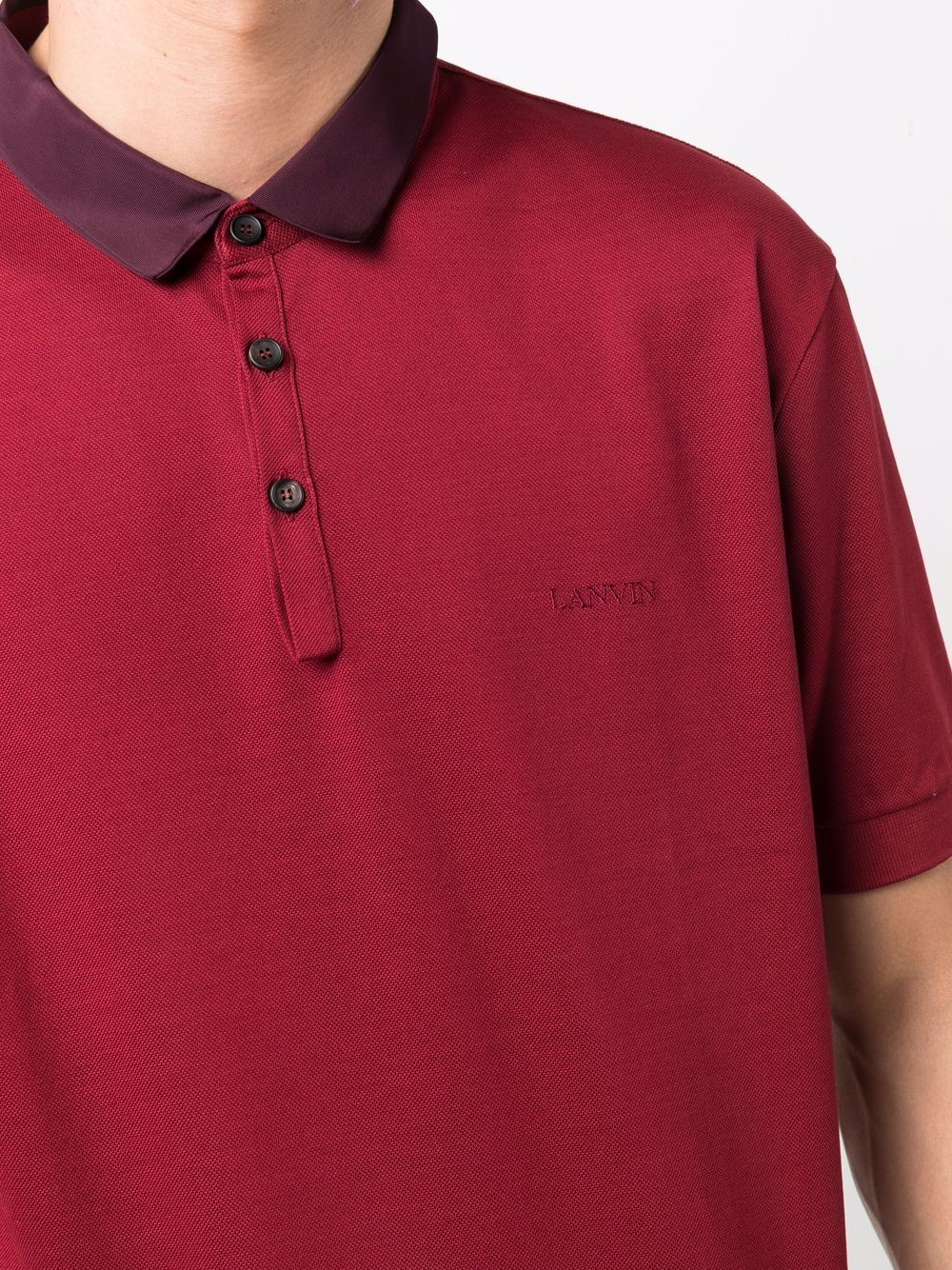 LANVIN Embroidered Logo Polo Shirt Red - MAISONDEFASHION.COM