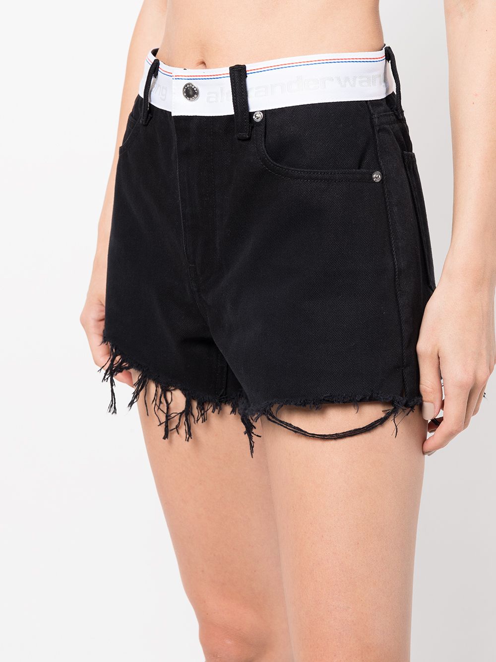 ALEXANDER WANG WOMEN Logo High Rise Bite Shorts Black - MAISONDEFASHION.COM