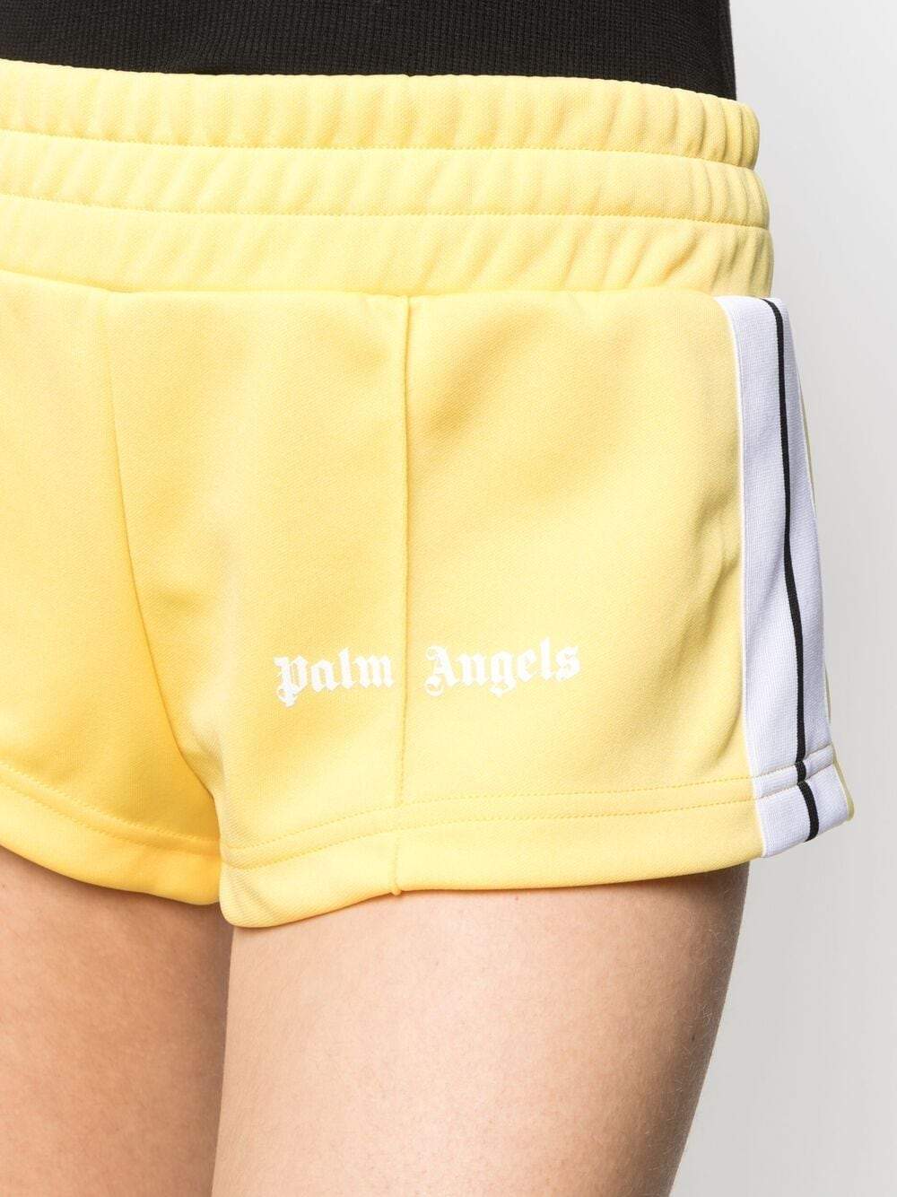 PALM ANGELS WOMEN Logo Shorts Yellow - MAISONDEFASHION.COM