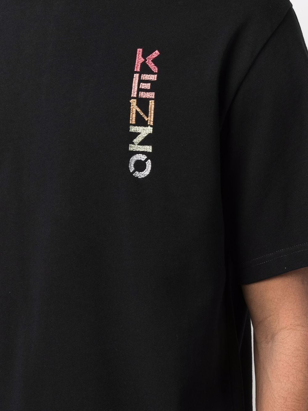 KENZO Logo Embroidered T-Shirt Black - MAISONDEFASHION.COM