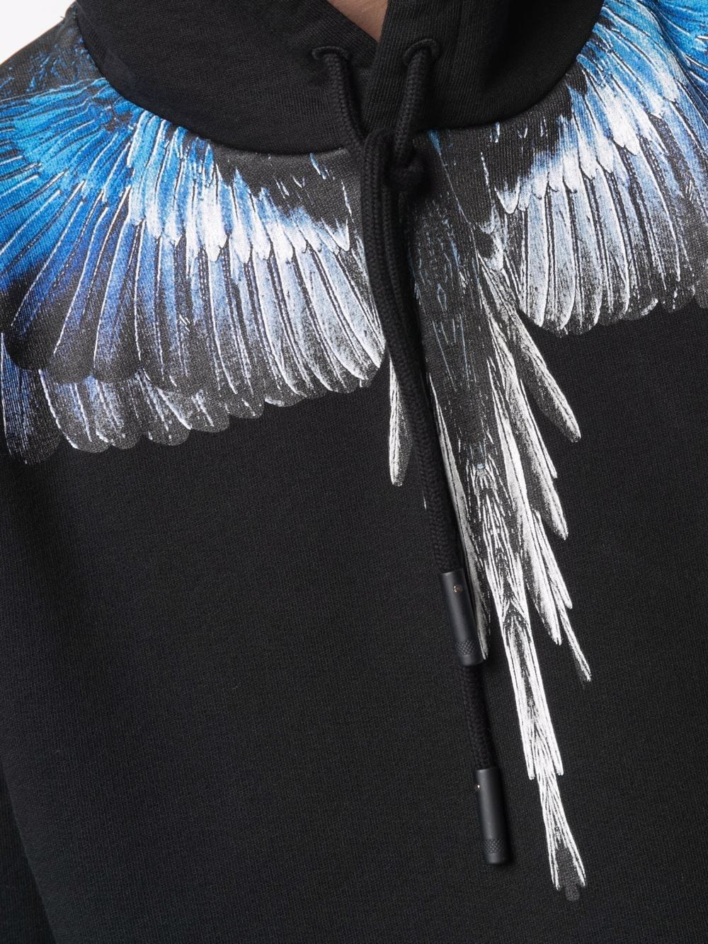 MARCELO BURLON Wings Regular Hoodie Black/Blue - MAISONDEFASHION.COM