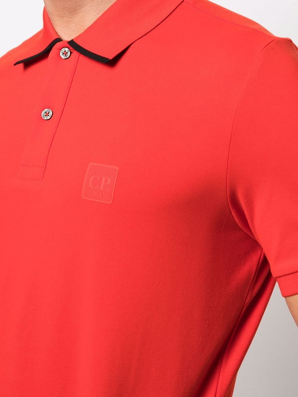 C.P. COMPANY Logo Patch Polo Shirt Red - MAISONDEFASHION.COM