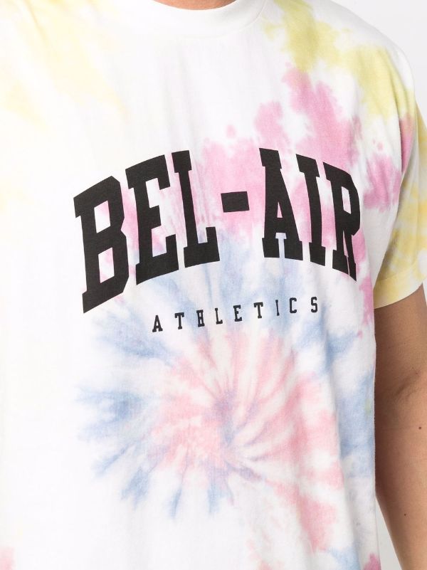 BEL-AIR ATHLETICS Logo Print Tie-Dye T-Shirt White - MAISONDEFASHION.COM