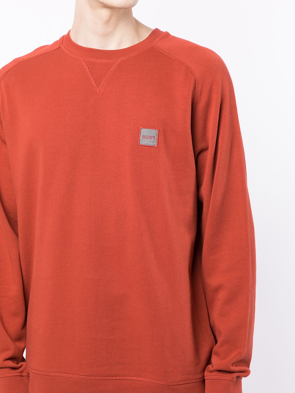 BOSS Logo-patch crew neck sweatshirt Orange - MAISONDEFASHION.COM