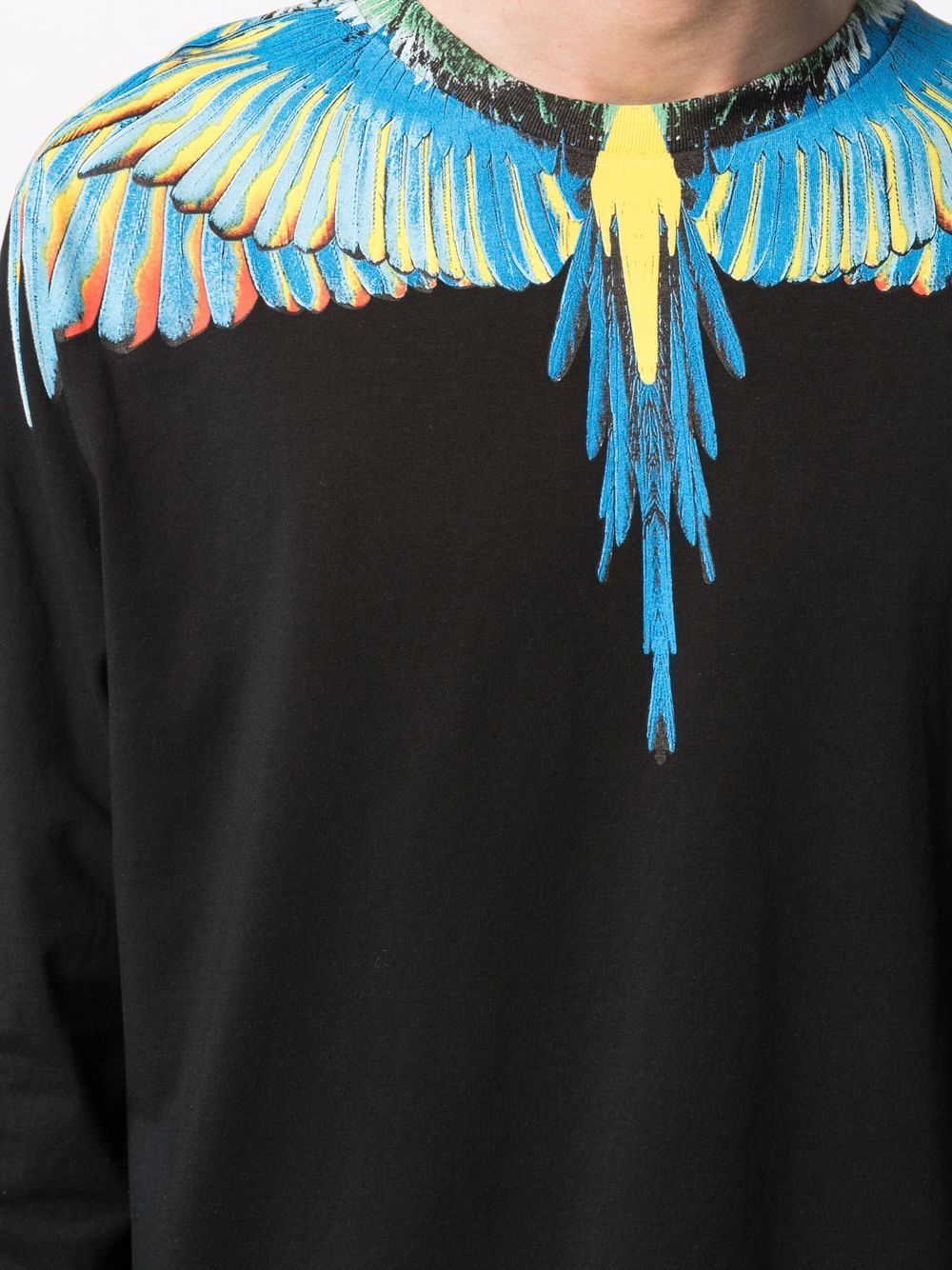 MARCELO BURLON Long Sleeve Wings Print Cotton T-Shirt - MAISONDEFASHION.COM