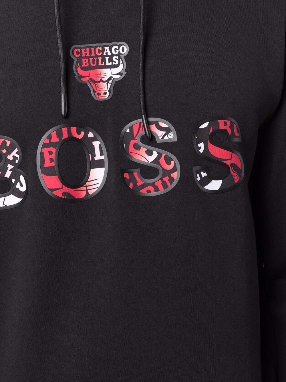 BOSS X NBA Chicago Bulls Logo Hoodie Black - MAISONDEFASHION.COM