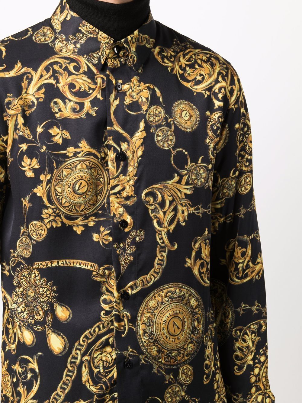 VERSACE Baroque Check Shirt Black - MAISONDEFASHION.COM