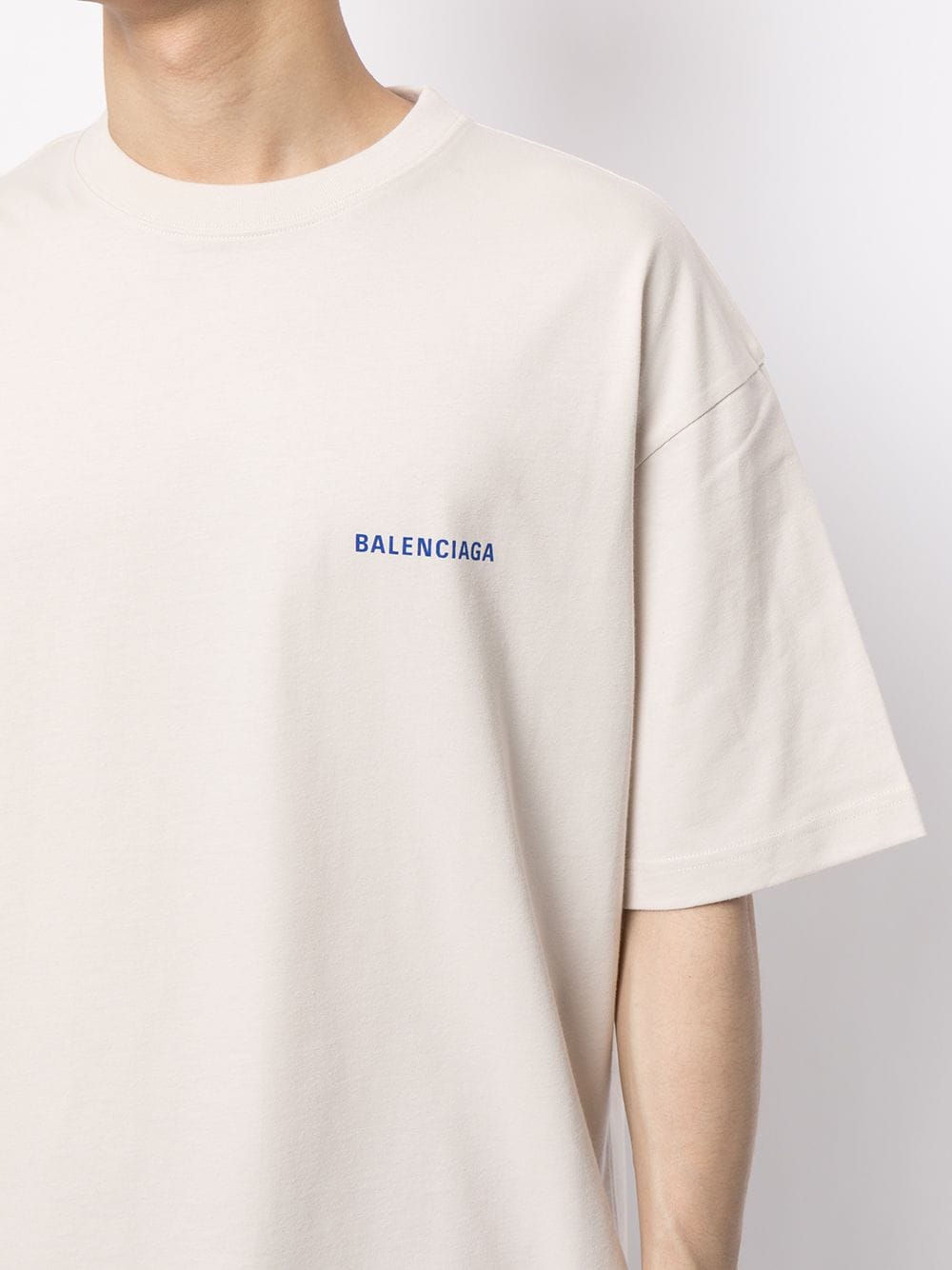 BALENCIAGA Logo T-Shirt Beige - MAISONDEFASHION.COM