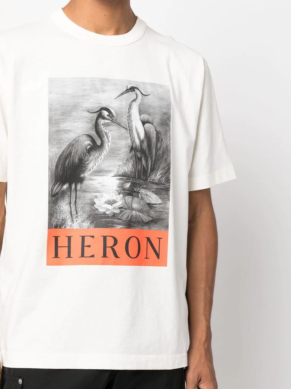 HERON PRESTON Heron S/S T-Shirt White/Black - MAISONDEFASHION.COM