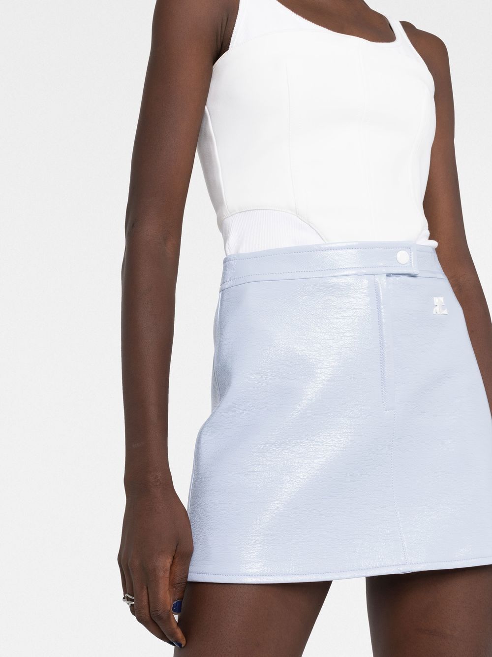 COURREGES WOMEN Vinyl Re-edition Skirt Dark Lilac - MAISONDEFASHION.COM