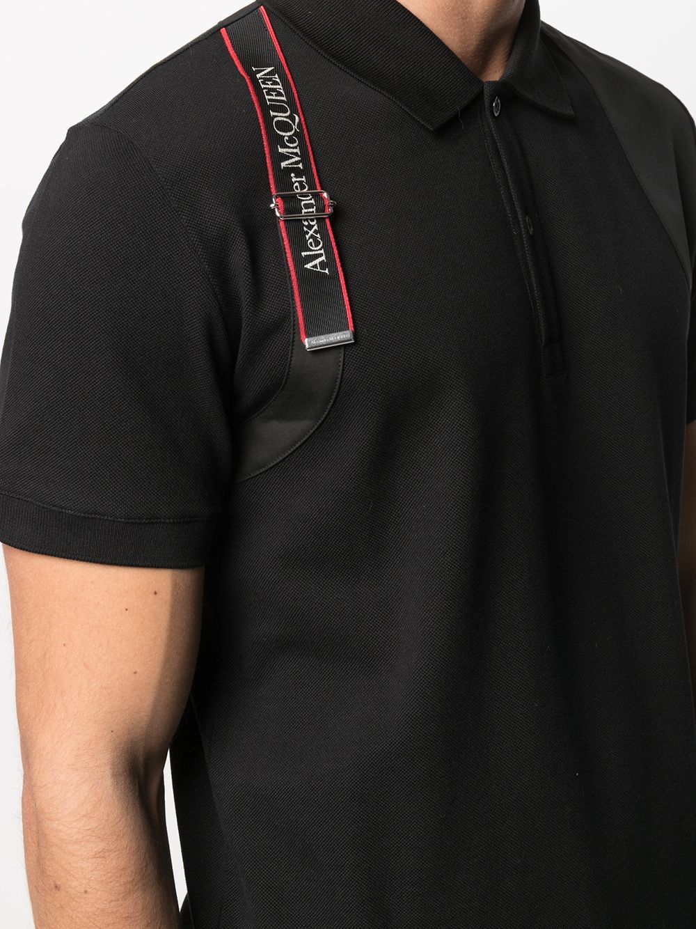 ALEXANDER MCQUEEN Logo Harness Polo Shirt Black - Maison De Fashion 