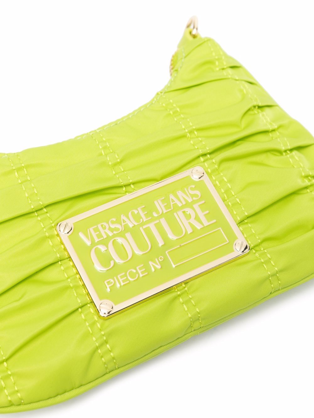 VERSACE JEANS COUTURE WOMEN Logo Pleated Bag Lime - MAISONDEFASHION.COM