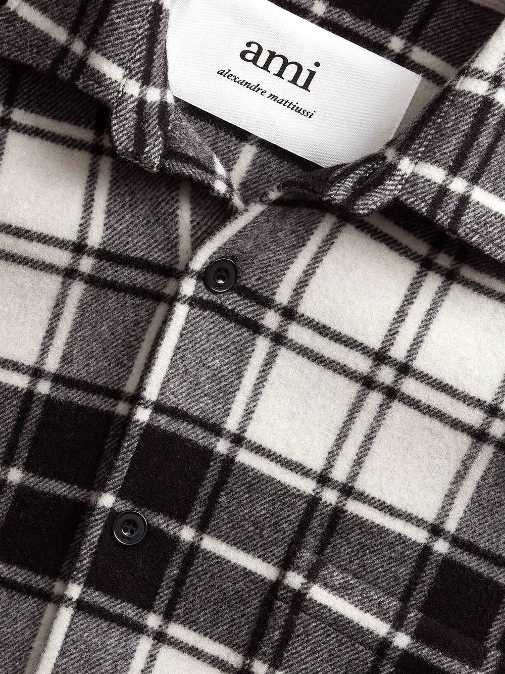 AMI PARIS France Print Checked Shirt Off-White/Black - MAISONDEFASHION.COM