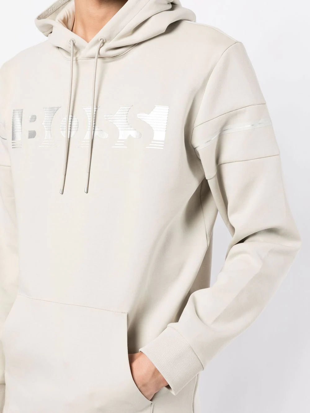 BOSS Hooded Sweatshirt Light Beige - MAISONDEFASHION.COM