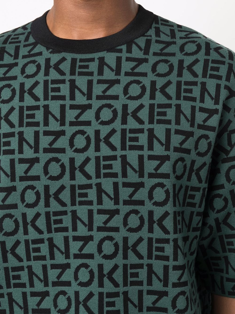 KENZO Logo Monogram T-Shirt Green - MAISONDEFASHION.COM