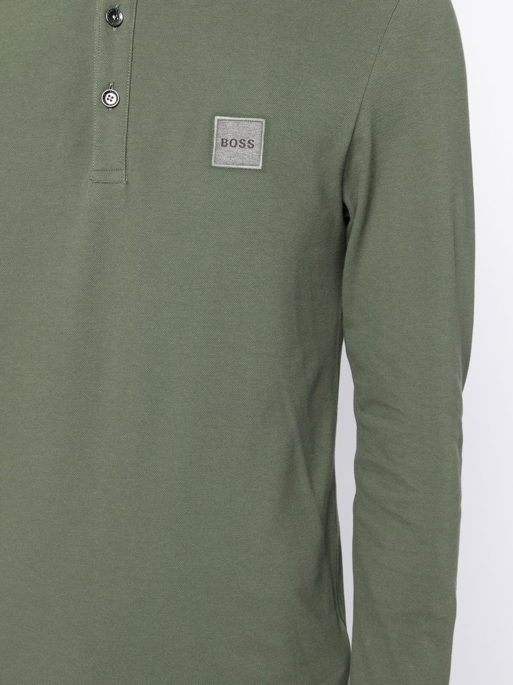 BOSS Logo-patch cotton-blend polo shirt Green - MAISONDEFASHION.COM