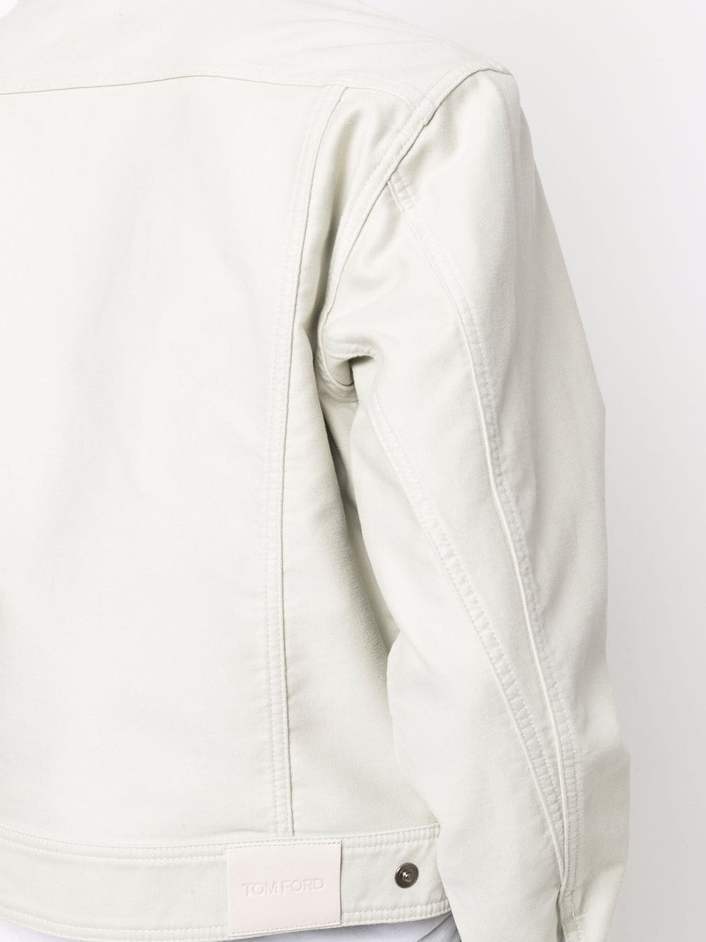 TOM FORD Zipped Brushed Cotton Shearling Collar Jacket Beige - MAISONDEFASHION.COM