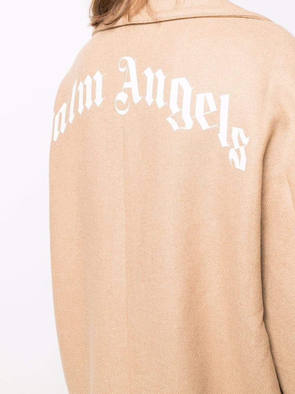 PALM ANGELS WOMEN Round Logo Coat Beige - MAISONDEFASHION.COM