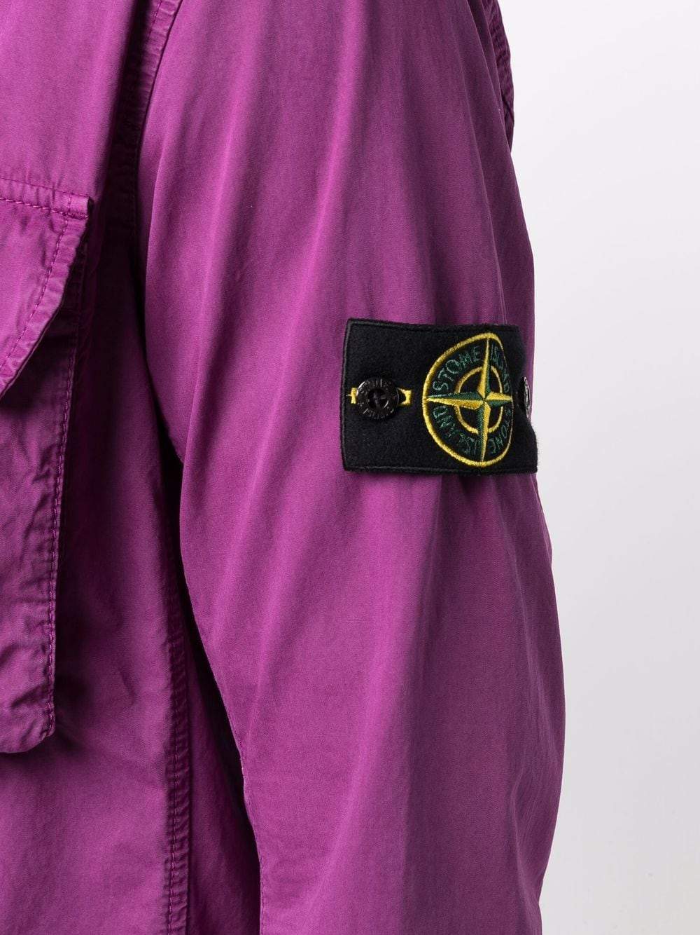 STONE ISLAND Zipped Overshirt Purple - MAISONDEFASHION.COM