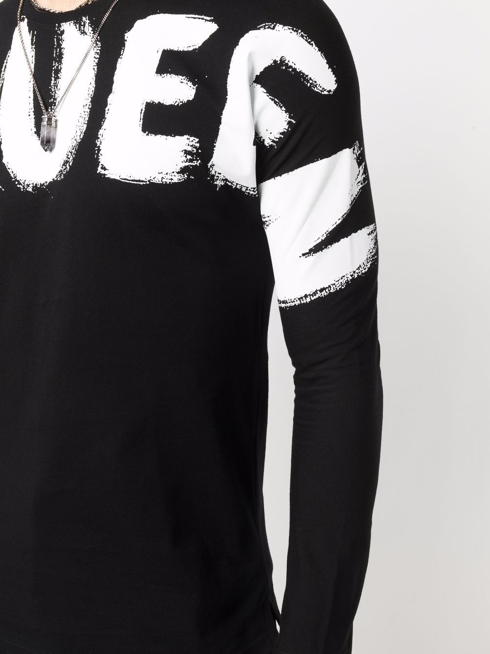 ALEXANDER MCQUEEN Logo Print Long Sleeve T-Shirt Black - MAISONDEFASHION.COM