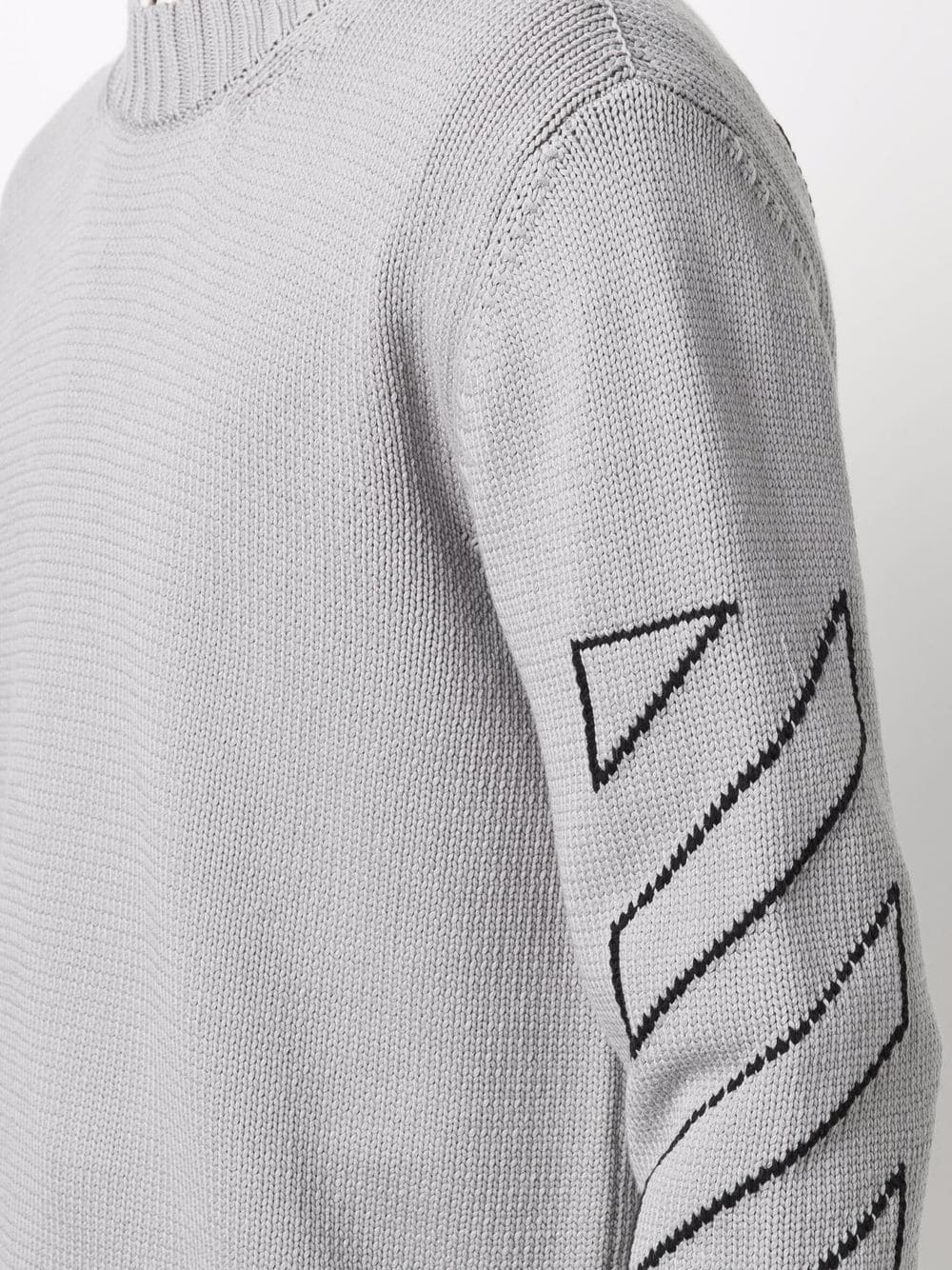 OFF-WHITE Diag Outline Knitted Sweatshirt Grey - MAISONDEFASHION.COM