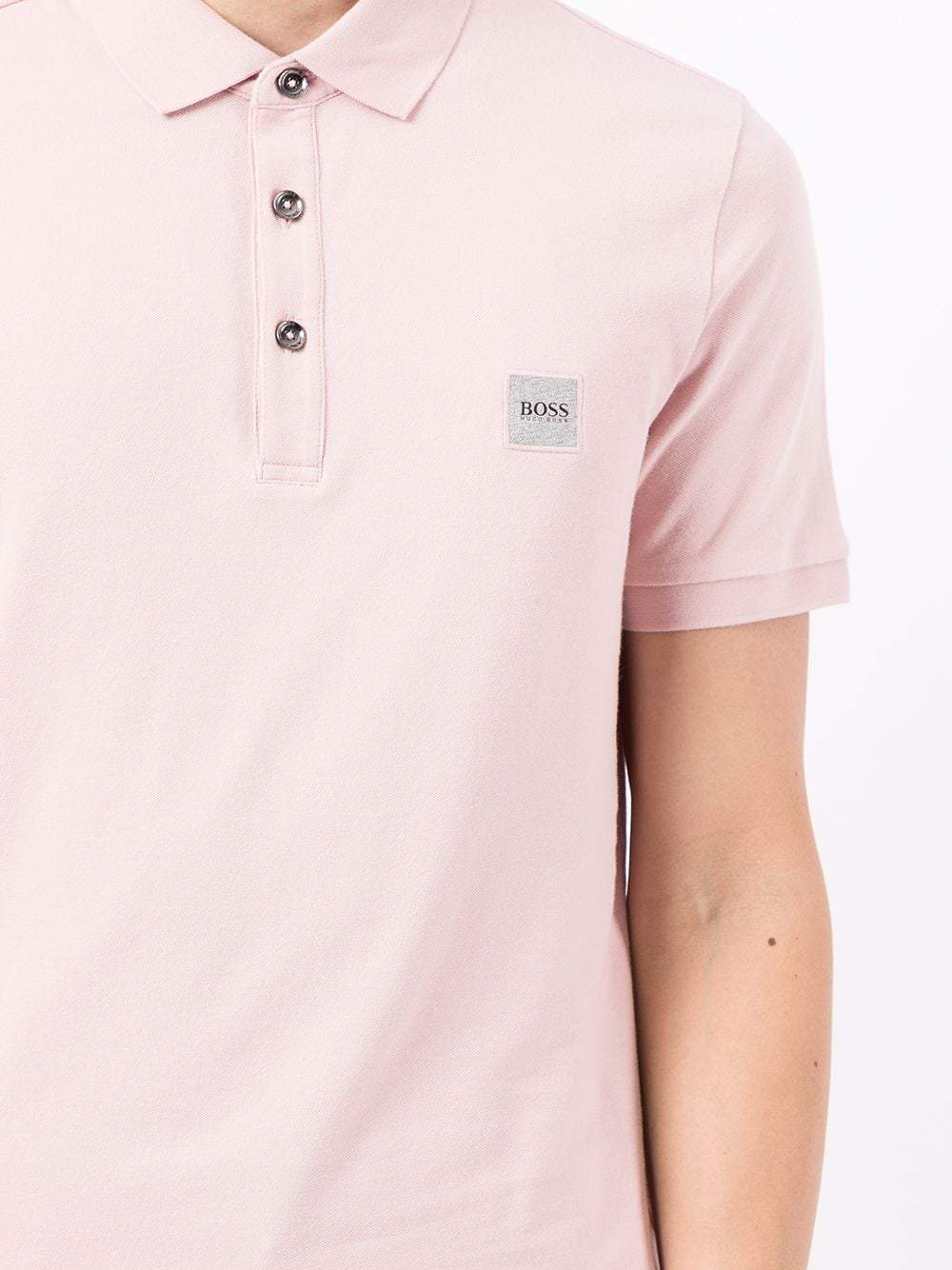 BOSS Embroidered logo polo shirt Pink - MAISONDEFASHION.COM
