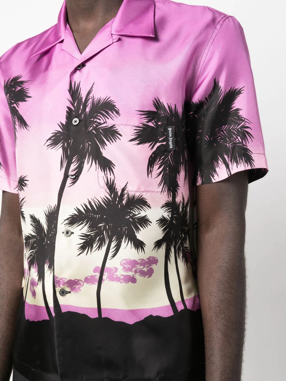 PALM ANGELS Pink Sunset Bowling Shirt Purple/Black - MAISONDEFASHION.COM