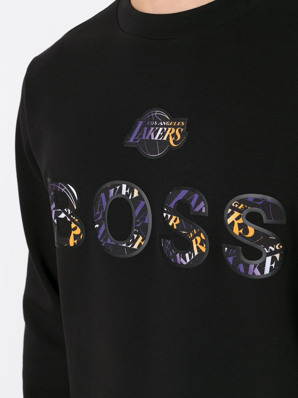 BOSS X NBA Lakers Logo Sweatshirt Black - MAISONDEFASHION.COM