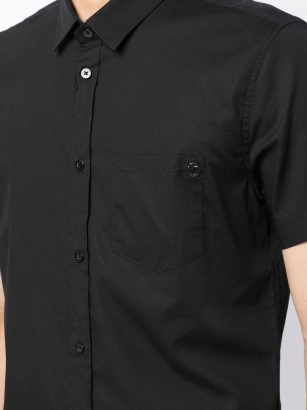 Versace Jeans Black Logo S/S Formal Shirt - MAISONDEFASHION.COM