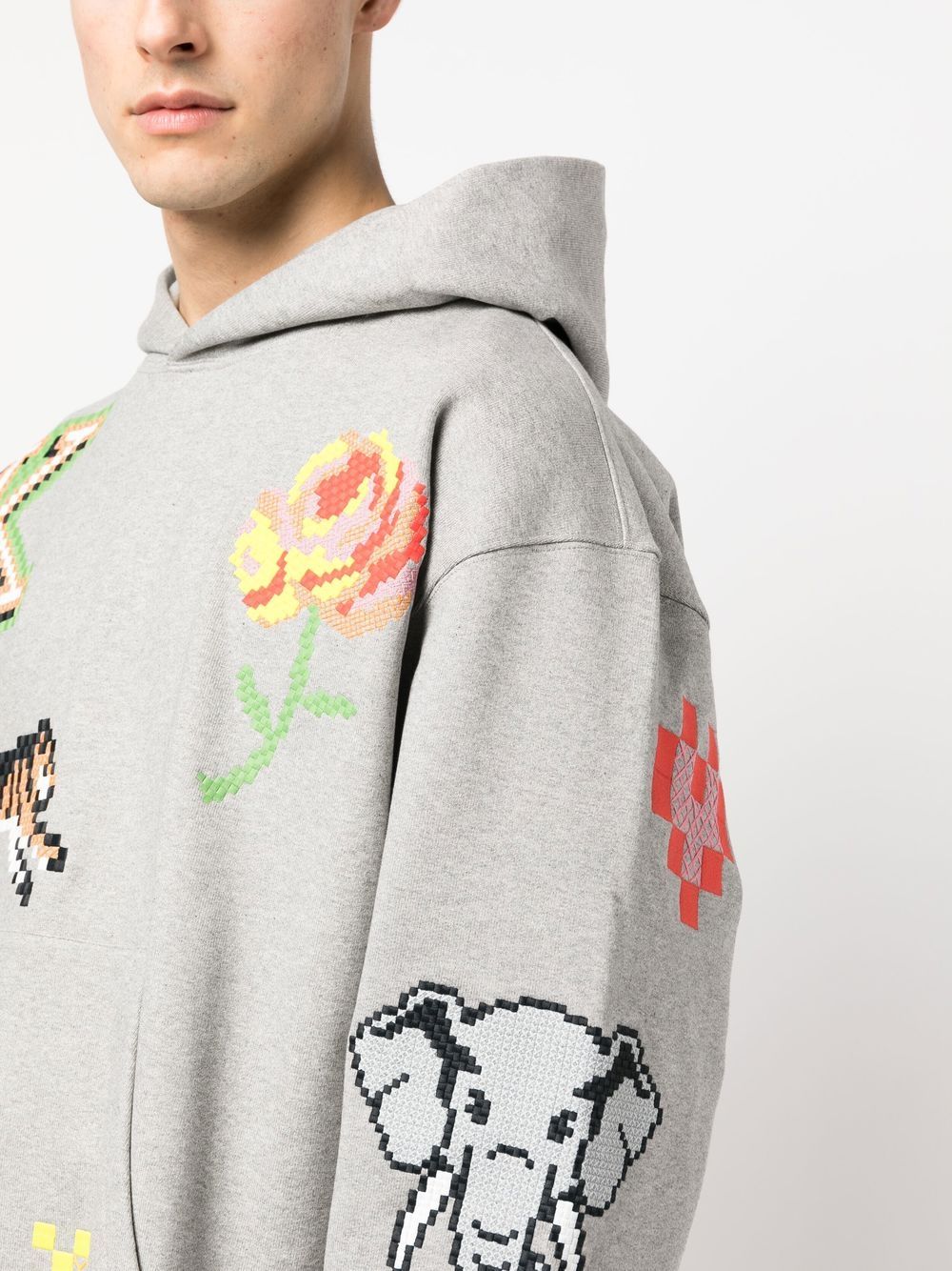 KENZO Pixel Oversized Hoodie Grey - MAISONDEFASHION.COM