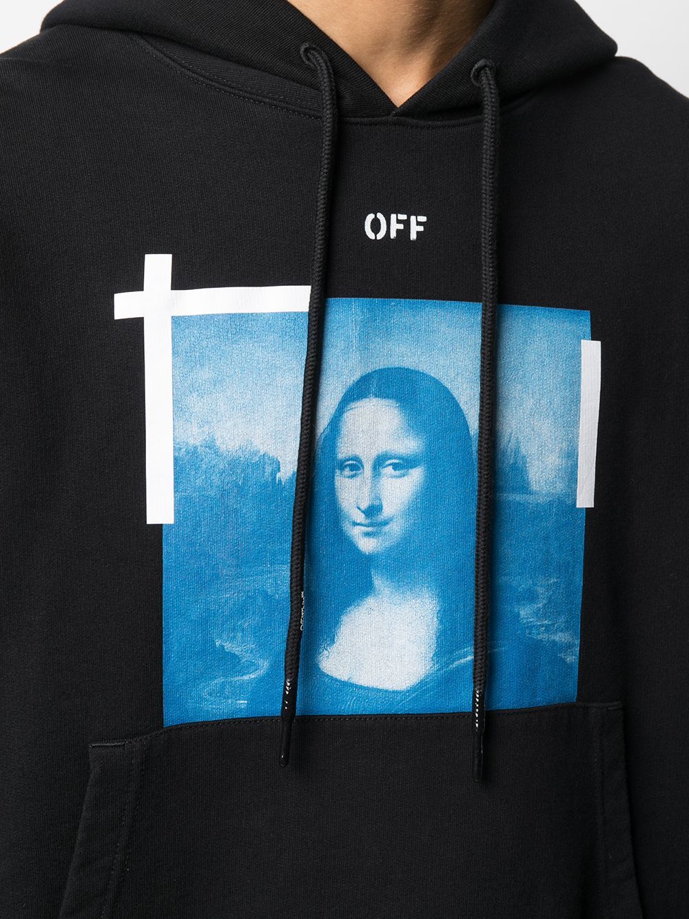 OFF-WHITE Blue Mona Lisa Print Hoodie Black - Maison De Fashion 