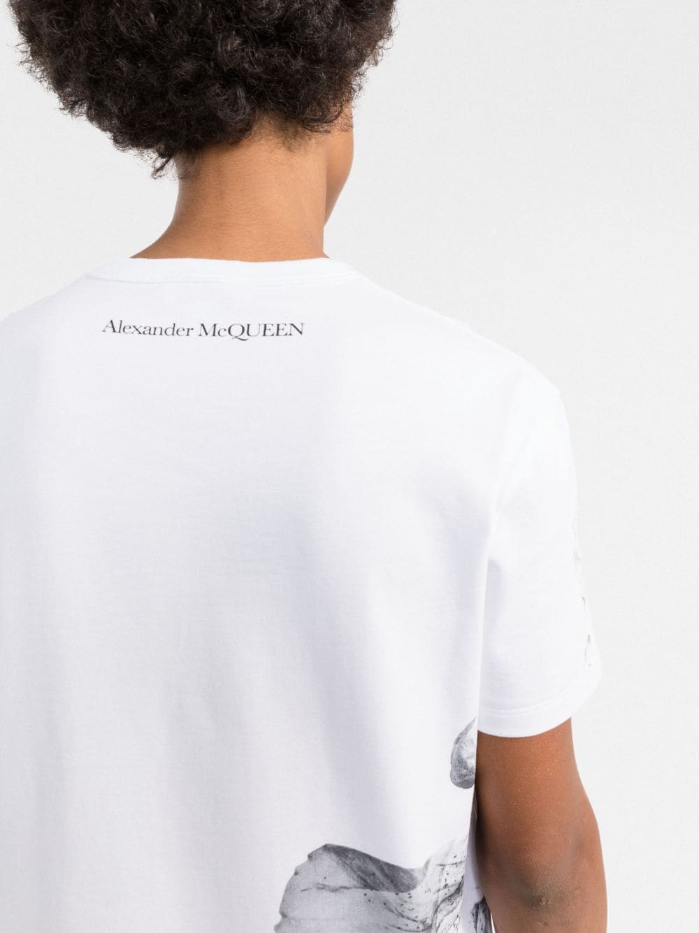 ALEXANDER MCQUEEN Floral-print cotton T-shirt White - MAISONDEFASHION.COM