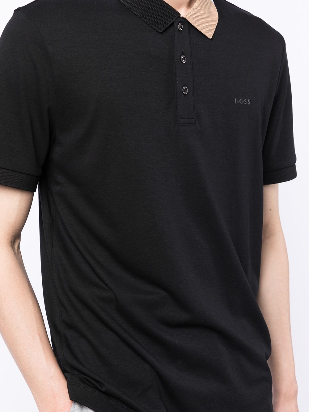 BOSS Colour-block short-sleeved polo shirt Black - MAISONDEFASHION.COM
